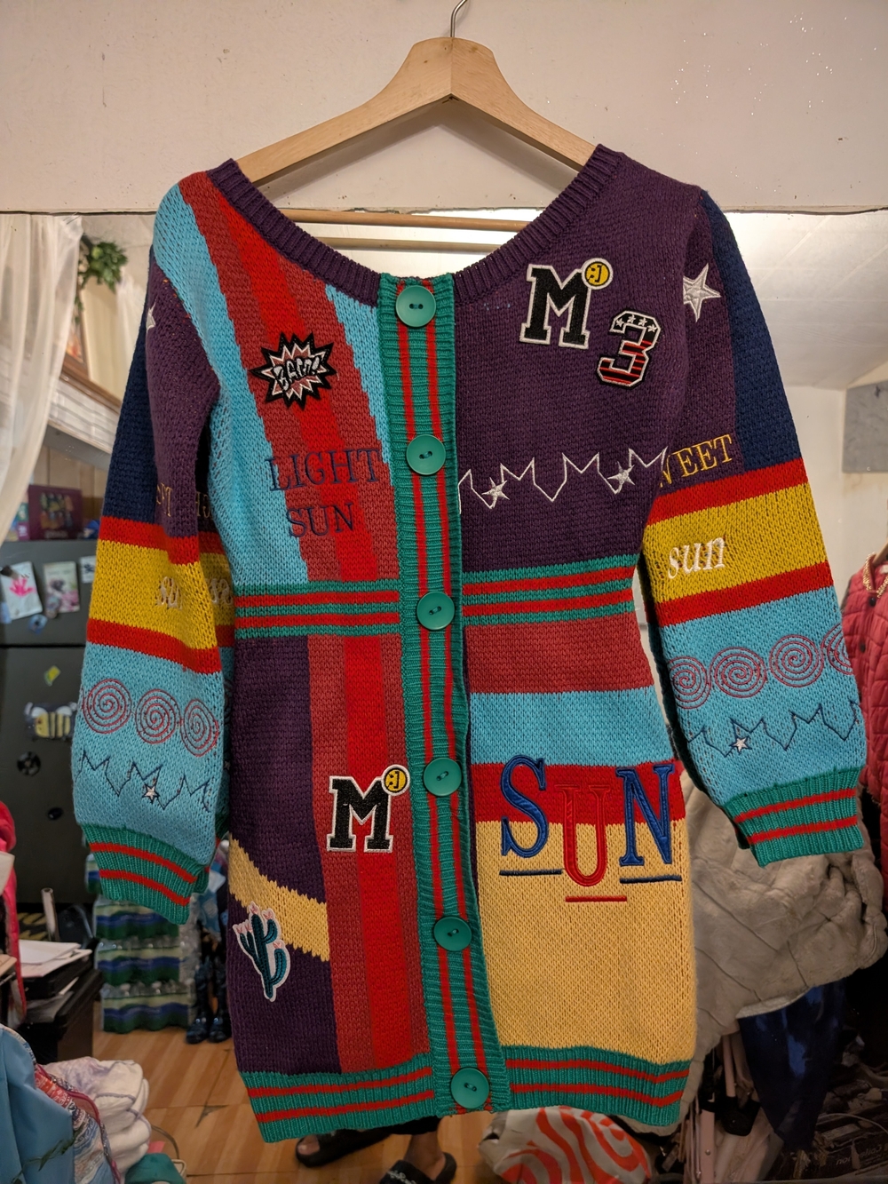 Fashion Nova Multicolor Patchwork Button-Front Cardigan
